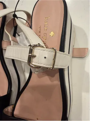 Kate Spade Wedge Sandals Black and White Size 10 thumbnail 6
