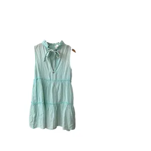 Simply Southern‎ Seafoam Green Cotton Gauze Tiered Ruffle Mini Dress Small NWT thumbnail 3