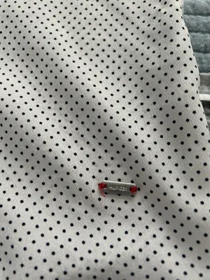 Tommy Hilfiger Split Neck Cap Sleeve Pleated Front Top White /Black Polka Dots S thumbnail 5