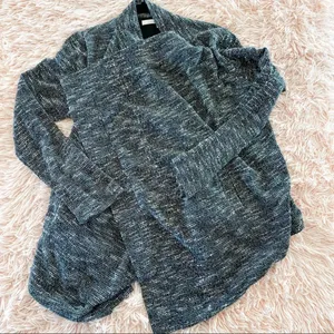 Lovers & Friends Marled Drape Cardigan in Black White Small thumbnail 3