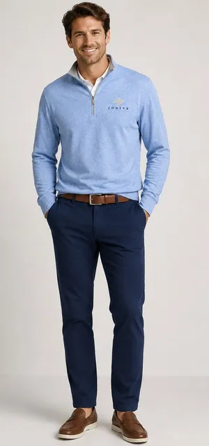 Peter Millar Crown Comfort Quarter Zip Pullover Blue Jonive Logo Men’s Medium thumbnail 1