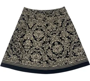 Robbie Bee Skirt 22W Plus Size Black Beige Damask Church Modest 100% Cotton Knee thumbnail 1