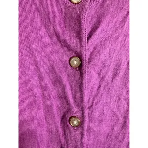 Banana Republic Cardigan Petunia Purple Cotton Silk V-Neck Sweater Size M‎ thumbnail 3