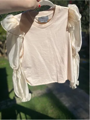Anthropologie Puff Sleeve Cream Blouse Coquette Romantic Old Money Parisian Boho thumbnail 5