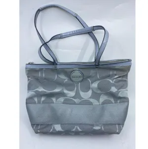 Coach Gray Jacquard Fabric Long Strap Tote Bag thumbnail 4