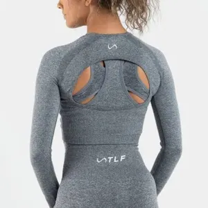 TLF React Seamless Long Sleeve Athletic Shirt Charcoal Heather Women’s XL thumbnail 2