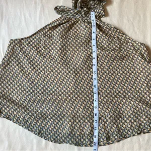 Fab'rik High Neck Halter Tie Flowy Sleeveless Top w/ Muted Geometric Pattern thumbnail 5