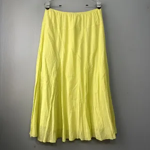 Lark Lane Skirt Size 12 Lime Yellow Dopamine Bright Flowy Summer Crinkle Gauze thumbnail 4