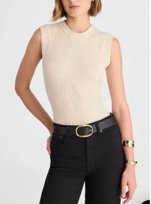 Madewell Cream Boucle Knit Ribbed Sweater Tank Top Vest Cotton Blend Small S‎ thumbnail 1