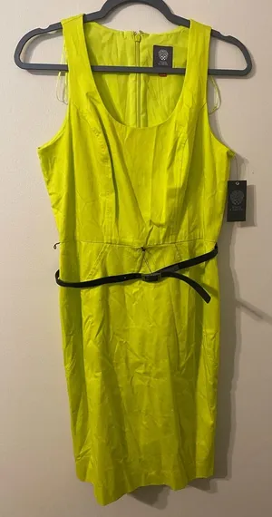 New NWT Vince Camuto Yellow Sulphur‎ Springs Belted A-Line Midi Dress Size 6 thumbnail 1