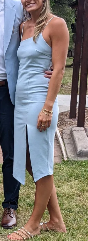 Light Blue One Shoulder Dress Size 8 thumbnail 1