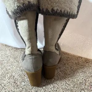 Vintage American Eagle Y2K Crochet‎ Moccasin Wedge Boots Size 6.5 thumbnail 4