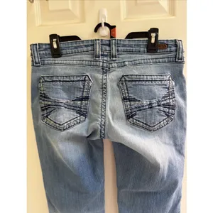 Wrangler Rock 47 Women's Blue Jeans Ultra Low Rise Sz‎ 30x34 Rodeo Cowgirl Denim thumbnail 4