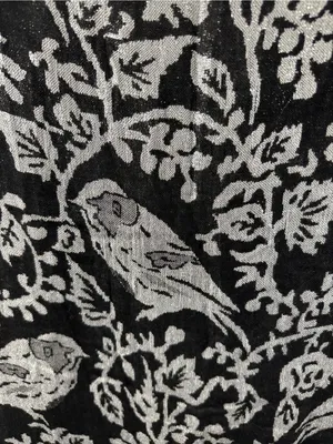 Cejon Black and White Bird Jacquard Wrap Scarf thumbnail 2