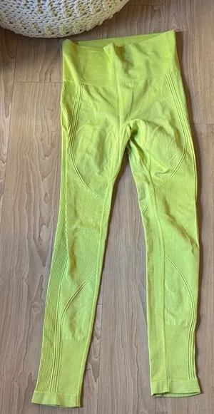 Alala Lime Green Ribbed Leggings thumbnail 1