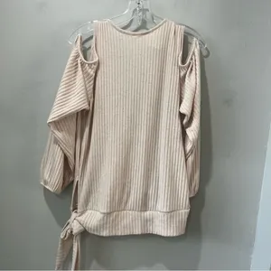 Blu Pepper Womens Medium Shirt Ribbed Knit Cold Shoulder Long‎ Sleeve Top NEW thumbnail 6