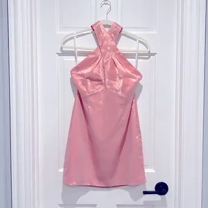 Superdown NWT Samira Mini Dress Medium Pink Criss Cross Halter Open Back thumbnail 3