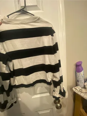 H&M Striped Black & White Long Sleeve Top thumbnail 5