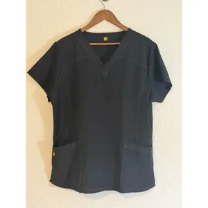 WonderWink Scrub Top Black XL Women V-Neck Short Sleeve 6214A Workwear Medical thumbnail 8