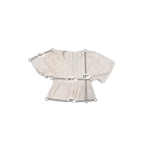 Boho Cotton Peplum Top Ivory Textured V Neck Button Front Mi Ami Francesca's S thumbnail 5