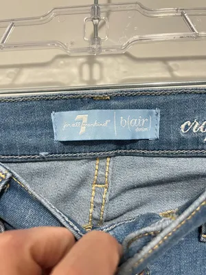 7 For All Mankind Size 24 Blue Huntington b(air) Cropped Boot Jeans thumbnail 8
