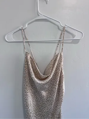 Abercrombie & Fitch White Tan Cheetah Print Slip Dress Small thumbnail 3