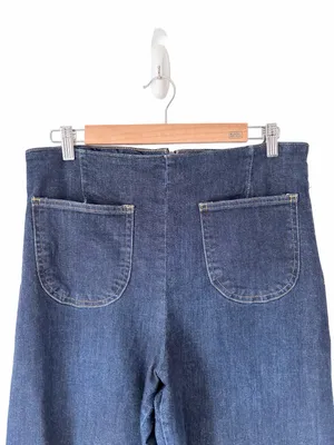 Maeve The Collette Anthropologie Ruffle Hem High Rise Wide Leg Crop Jeans 31 thumbnail 3