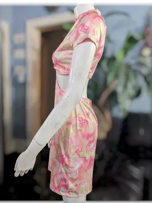 🌸Rue21 Pink boho Marble Swirl Cutout Mini Dress – Size M thumbnail 4
