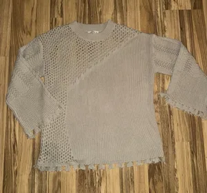 Mello‎ Los Angeles Fringe Crewneck Sweater Tan Brown Women's Large thumbnail 1