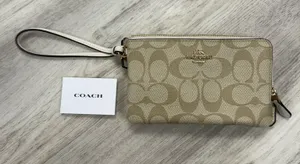 Coach Tan Signature 2 Bag Wristlet thumbnail 1