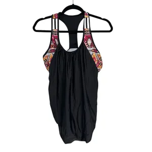 YONIQUE Black Tribal Print Tankini Swimsuit Shorts Set‎ Women's Size L thumbnail 8