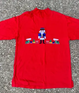 Westbound Red Nutcracker Train Mock Neck‎ Long Sleeve Cotton Shirt Size S thumbnail 1