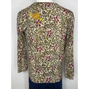 Anthropologie Sparrow Purrfect Posy Cardigan M Leopard Floral Ribbon Wool thumbnail 4