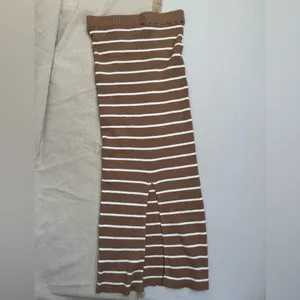 Freshman 1996 Brown Striped Ribbed Knit Long Pull On Skirt with Slit Size XS thumbnail 2