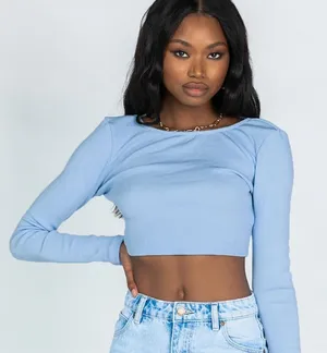 Princess Polly Skylar Long Sleeve Top in Blue Size 4 New with tag thumbnail 1