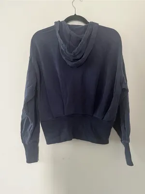 Athleta Navy Blue Zip Up Hoodie Sweatshirt XS Model Off Duty Athleisure Lounge thumbnail 6