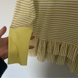 Anthropologie Ella Mara Yellow Striped Top Peplum Ruffles thumbnail 2