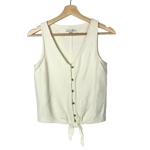 Madewell Texture‎ & Thread White Button Front Tie Tank Top S thumbnail 2