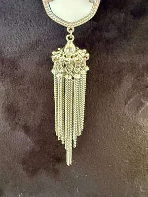Kendra Scott Silver Pendant Necklace with White Stone and Tassel thumbnail 4