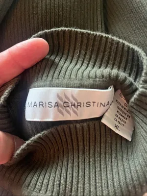 Marisa Christina Ribbed Mock Neck Top - Olive Green thumbnail 3