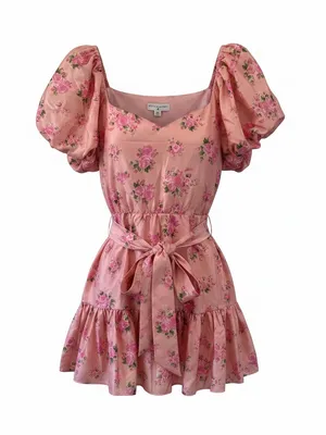 LoveShackFancy x Target Pink Floral Puff Sleeve Mini Dress NWT Cottagecore thumbnail 9