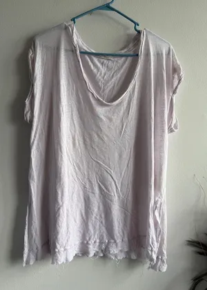 We The Free Free People Women Lavender Oversized Slub Knit Raw Hem Tee Small‎ thumbnail 1