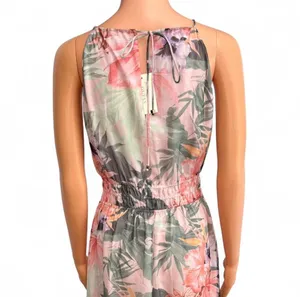 Guess multicoloured floral maxi dress Size S. Lightweight halter maxi with a tropical floral print. Blush pink and soft green tones. Elastic waist for a flattering fit. Sleeveless and flowy for warm days. thumbnail 4