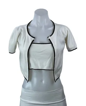 Majorelle Women's White Short Sleeve Cardigan Crop Top 2 Piece Set Size XS thumbnail 1
