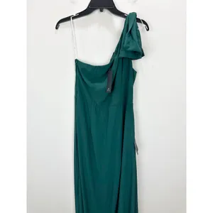Lulus Simply Brilliant Emerald One-Shoulder Bow Maxi Dress Formal Large NWT thumbnail 6