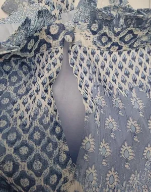Blue and White 1 State Patchwork Dress thumbnail 3
