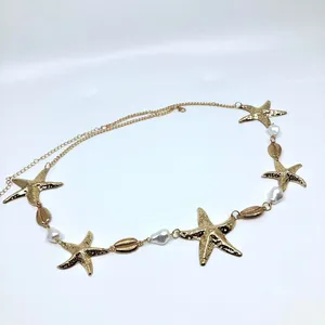 Y2K Mermaidcore Gold Starfish Shell Chain Belt, Fits 24–38 Inches, X7GA1157 thumbnail 7