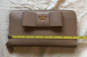 Prada Saffiano Ribbon Bow Zip Around Wallet thumbnail 7