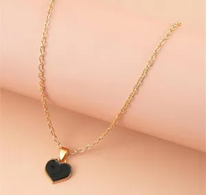 Gold Necklace for Women, 14K Gold Plated Cubic Zirconia Heart Necklace | Cute Dainty Love Pendant Necklaces for Women Dainty Gold Necklace Gifts for Her stainless steel thumbnail 1