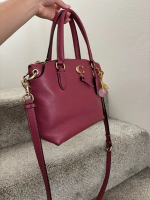 Coach Pink Remi Satchel Pebbled Leather Crossbody Shoulder Bag thumbnail 5